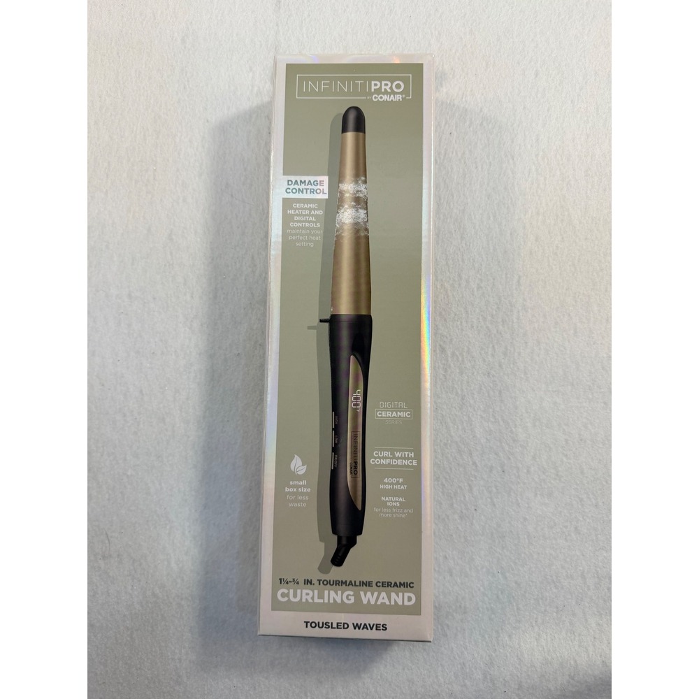 Conair InfinitiPRO Tourmaline Ceramic Curling Wand 1.25-0.75" Gold CD1002 NEW